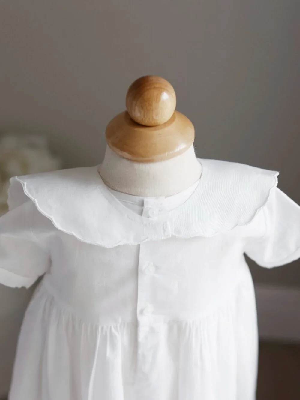 White Cotton Linen Bib Square Embroidered Special Occasion Baby Shower Gift